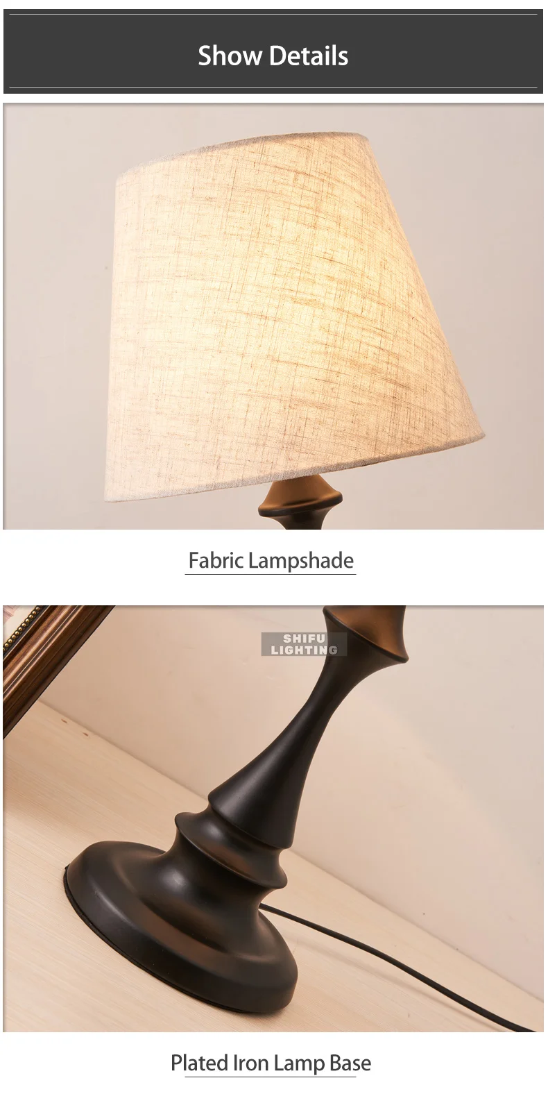 Американский стиль настольная лампа для гостиной, спальни, прикроватная лампа, Железная Ткань, декорированная, светодиодные настольные лампы