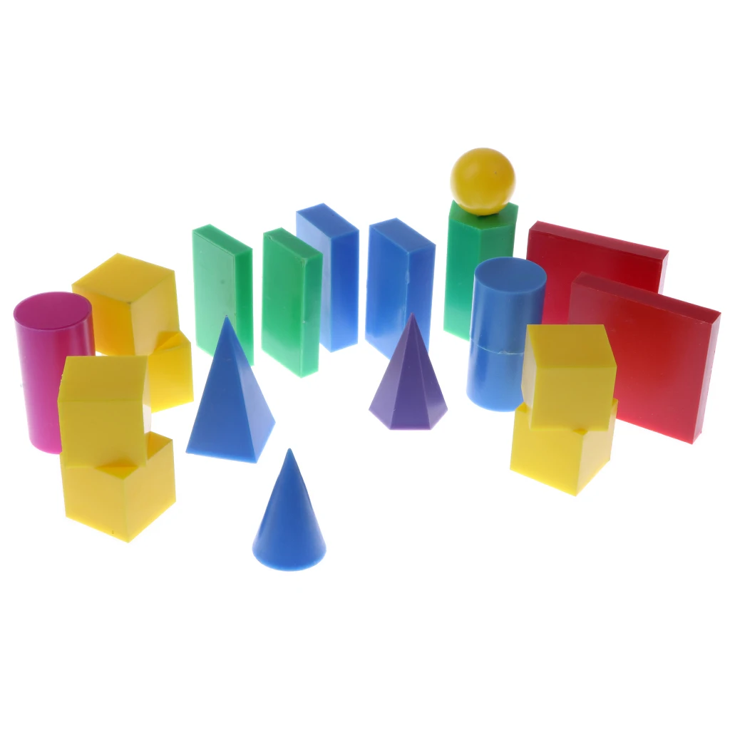 Plastic Geometric Solids 3D geometry Block Manipulatives Mathematics Math Toys 20pcs