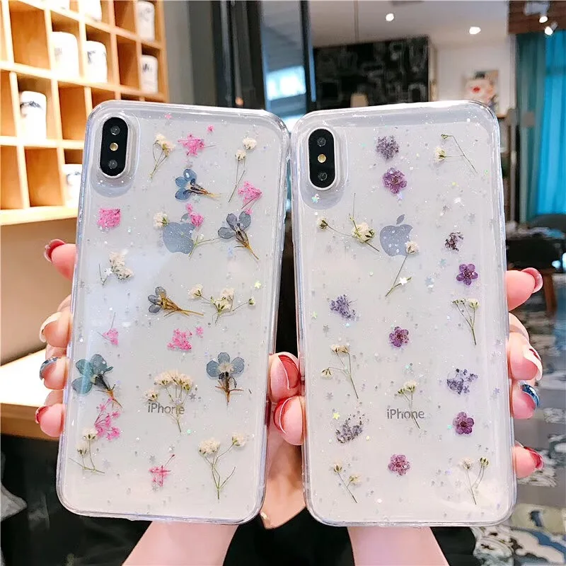 Чехол Tfshining с настоящими цветами для iPhone 11X6 6S 7 8 Plus XR XS Max 11 Pro прозрачный чехол из
