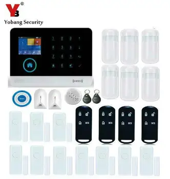 

Yobang Security Remote Control Autodial WIFI GSM SMS Alarm With Blue Flash Siren Sensor Kit Wireless Smoke/Glass Break Detector