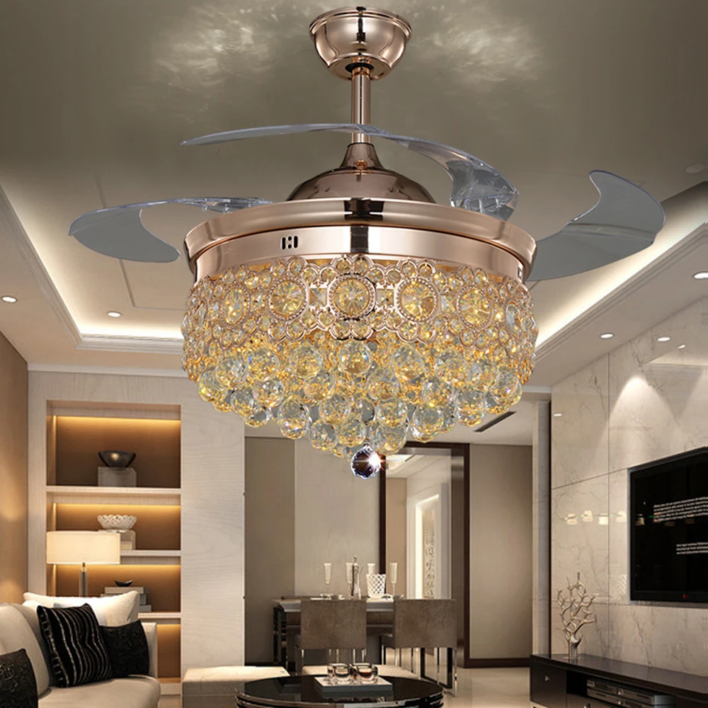 

LED Nordic Iron Crystal Ceiling Fan.LED Lamp.LED Light.Ceiling Lights.LED Ceiling Light.Ceiling Lamp For Foyer Bedroom