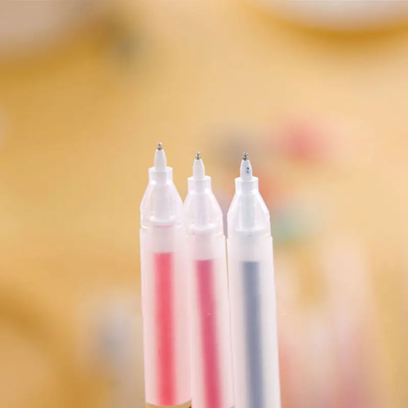 

12 Pcs/lot Gel Pen 0.5mm Colour Ink Pen Maker Pen School Office Supply Muji Style 12 Colours Simple Frosted Penholder