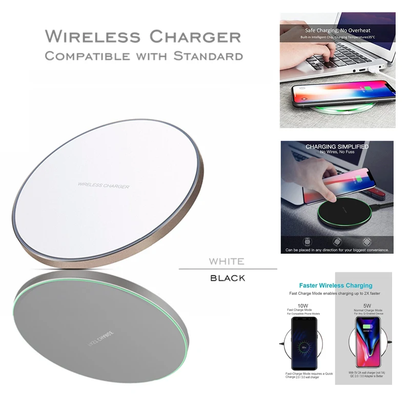 

Byleen 10W Qi Wireless Charger for iPhone X/XS Max XR 8 Plus QC3.0 10W Fast Wireless Charging pad for Samsung S8 S9 Xiaomi mi 9
