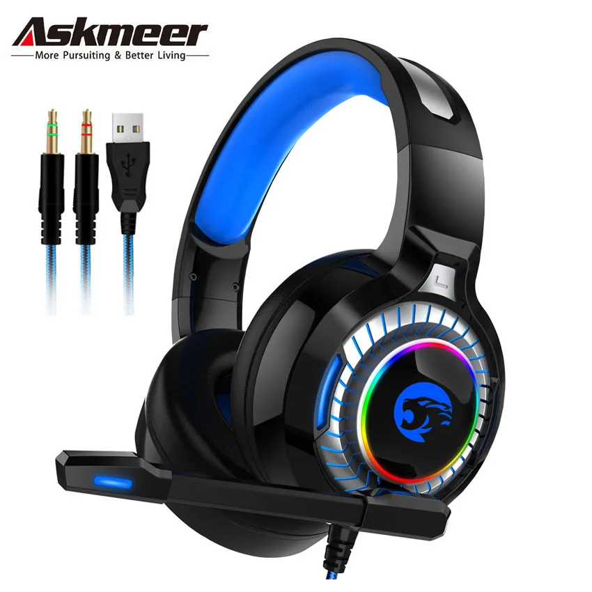 ASKMEER A60 PS4 игровая гарнитура шлем лучшие ПК Стерео Игровые наушники с микрофоном RGB