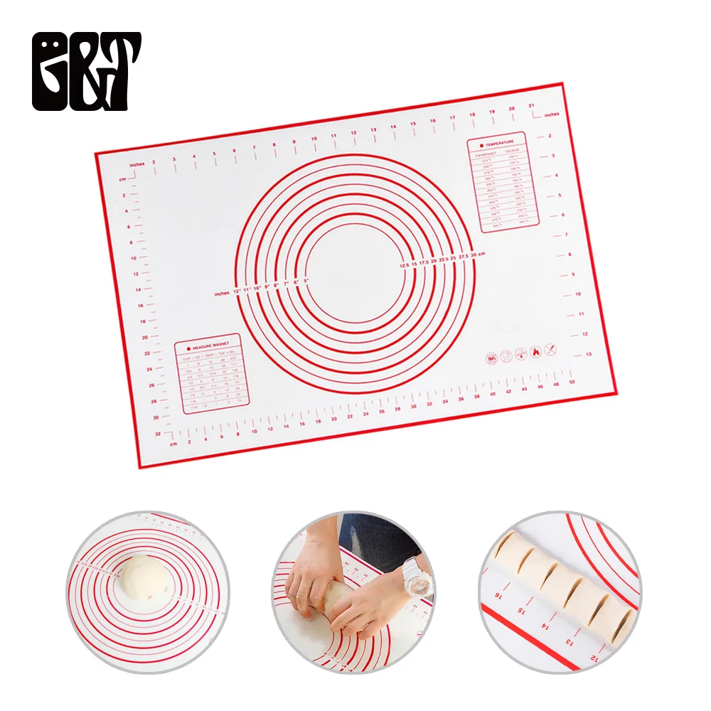 

GT Silicone Cake Dough Pastry Fondant Rolling Cutting Mat Baking Pad Pastry Boards Cookie Decorating Tools Kitchen Tool 4 Size