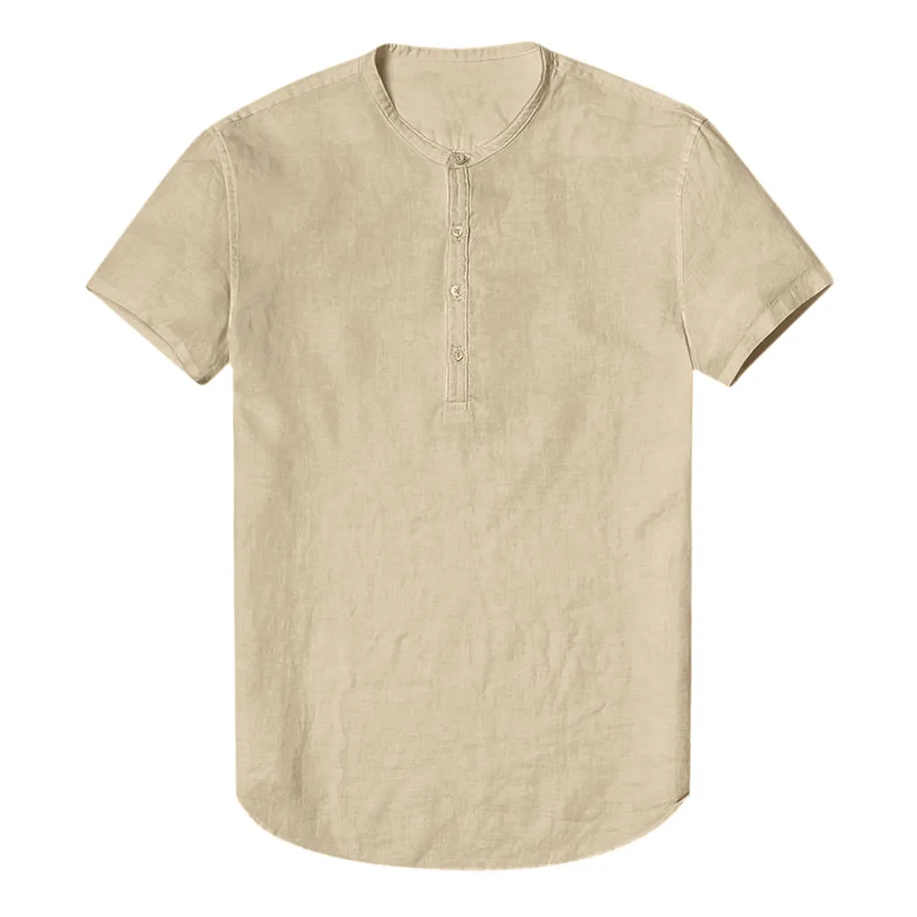 Футболка мужская футболка camisetas hombre хлопковая льняная однотонная ретро с