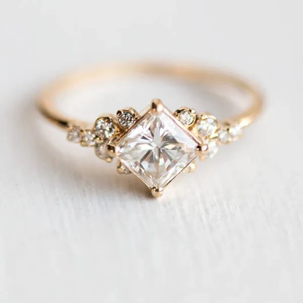 Серебряное кольцо с кубическим цирконием, в форме груши, арт-деко, обручальные кольца, кольцо с камнем рождения, кольца для женщин