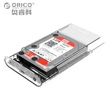 ORICO 3.5 Дюймов Прозрачный Корпус Корпус HDD USB 3.0 5 Гбит SATA3.0 UASP Поддержка 8 ТБ Диски Предназначены для Ноутбуков настольный ПК