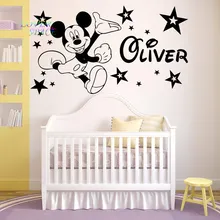 Mickey Mouse etiqueta de la pared personalizado nombre pegatinas de vinilo estrella adhesivos decorativos Nursery Room Wall Art niños pegatinas de pared