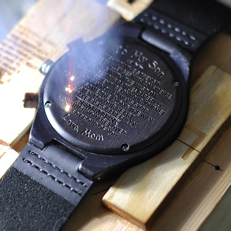 Wood Engraved Watch Lover's Watches Customized Best Gifts for Boy Friends Anniversary Gift For Man Relogio Masculino