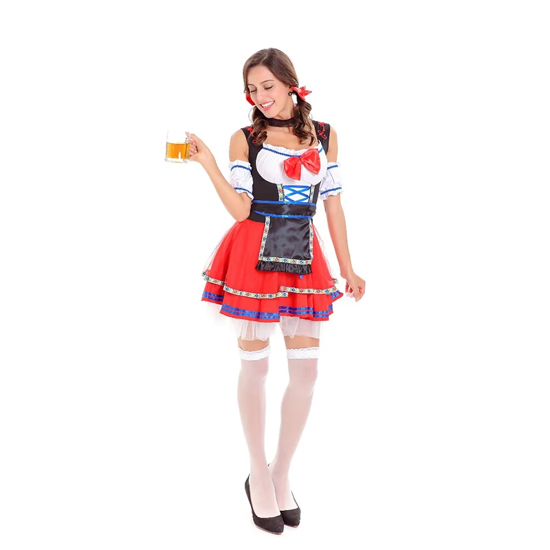 Oktoberfest Germany Beer Carnaval Festival October Dirndl Skirt Dress Sleeveless Apron Maid Costume Women Beer Girl Fancy Dress (4)