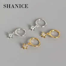 SHANICE, 925 пробы, серебряные, в стиле панк, крутые, INS, звезды, CZ, маленькие, открытые, серьги-кольца, кубический цирконий, серьги-шпильки для женщин, ювелирное изделие