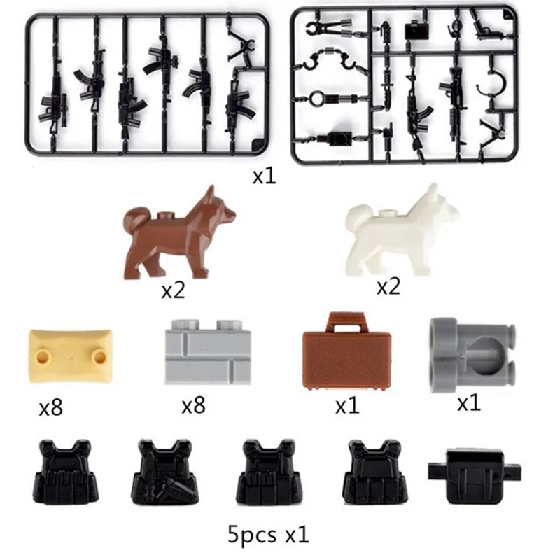 100 шт. военный городской спецназ полицейское оружие обойма армейские солдаты WW2 строительные блоки Совместимые серии оружия Кирпичи игрушки для детей