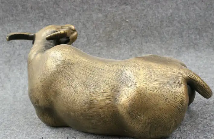 S0250 13 "Народная Китайский Год Зодиак Бронзовые Украшения Лежал Bull Ox Статуя Животных скидка 30% (C0324)