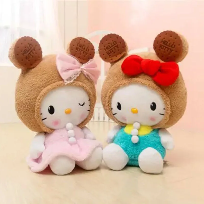 

50CM New Arrival Hello Kitty Cat Doll Soft PP Cotton Stuffed Toy Cat Cushion KT With Clothes Plush Toys Birthday Gifts 2 Colors