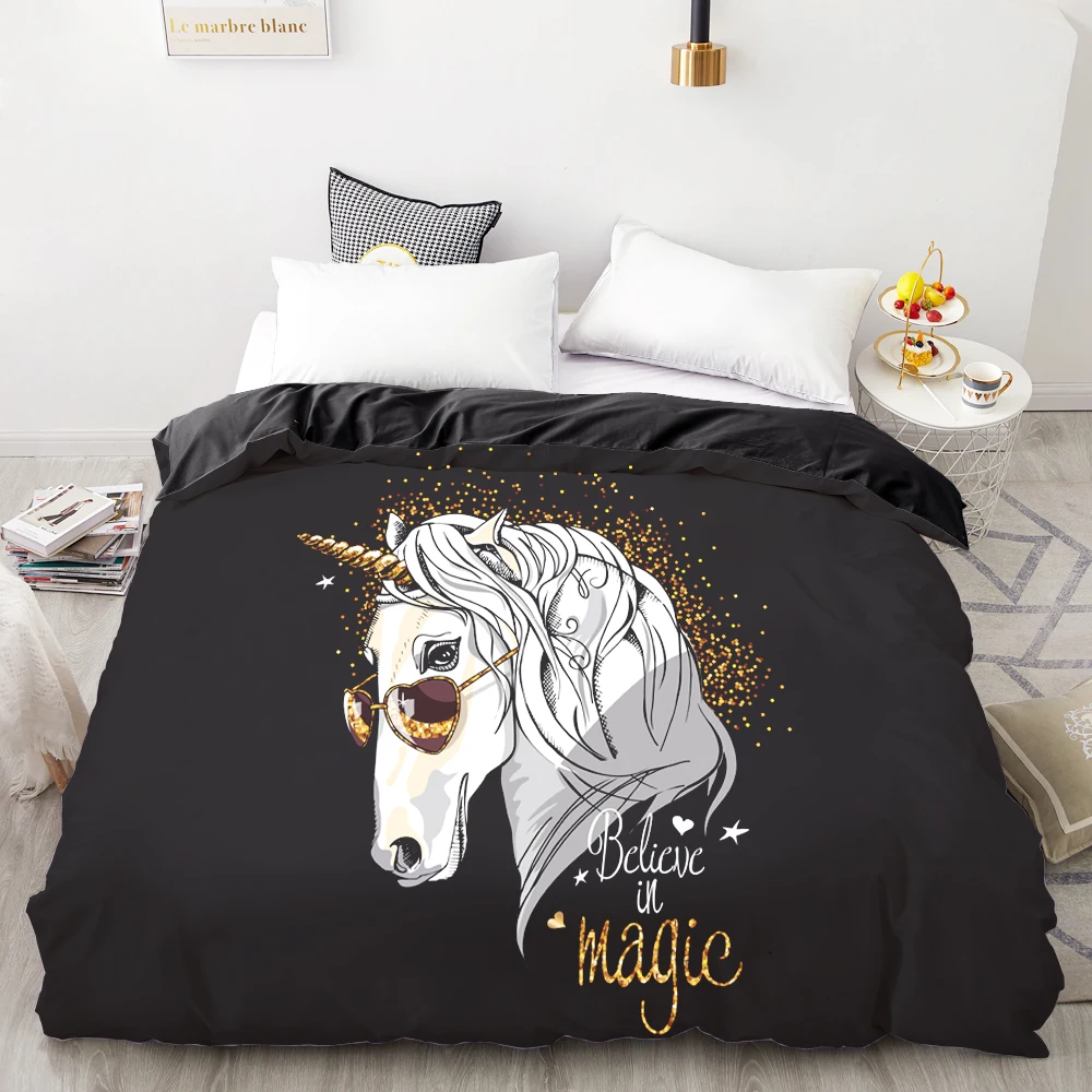 3D HD цифровая печать на заказ пододеяльник, дети ребенок детское одеяло/одеяло чехол королева мультфильм постельные принадлежности, постельное белье милый Единорог Корона - Цвет: unicorn-05