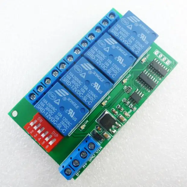 4CH 12V Modbus RTU PC UART RS485 релейная плата для PLC лампы LED PTZ управление камерой