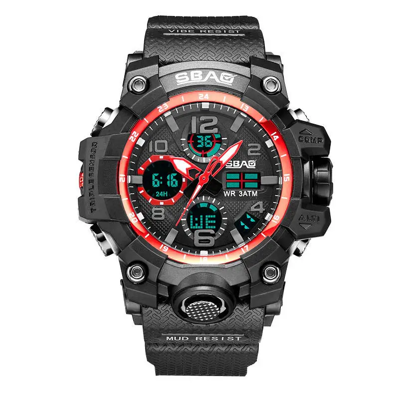SBAO Новые спортивные часы для мужчин цифровой светодиодный электронные часы ТПУ кварцевые наручные часы повседневные наручные часы Relogio Masculino - Цвет: D