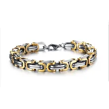 Модные мужские браслеты из нержавеющей стали золотое, подделка Байкер Толстая панцирная цепь браслеты мужские ювелирные изделия