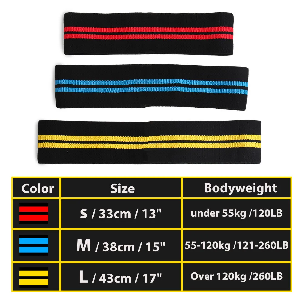 Nylon Hip bandas elásticas de resistencia de las caderas y los glúteos botín Fitness ejercicio bandas elásticas cómodo que bandas de látex
