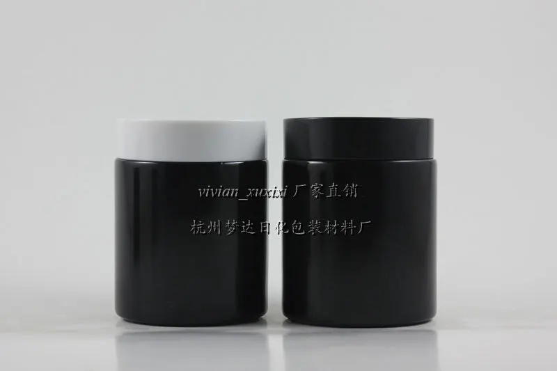 

50pcs/lot 100ml glass container with plastic cap, empty 100g black glass jar for facial mask, 100g glass cosmetic packaging