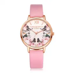 Повседневные Модные женские нарядные часы Элегантные женские часы с рисунком бабочки кожаный ремешок кварцевые наручные часы Relojes Mujer Dec21