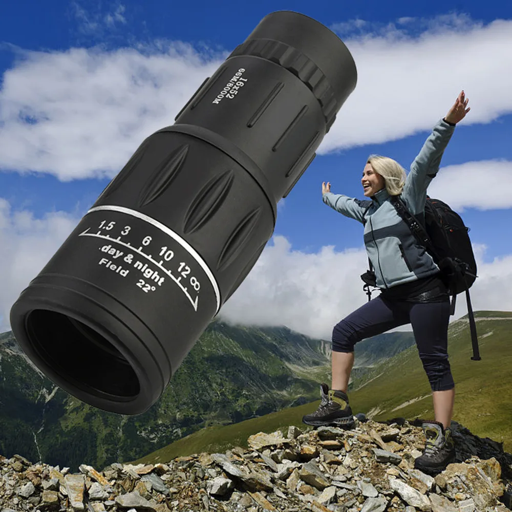 سوبر عالية الطاقة 16X52 المحمولة HD البصريات BAK4 ناظور أحادي العين للرؤية الليلية تلسكوب في الهواء الطلق الصيد التخييم قياس 5.29