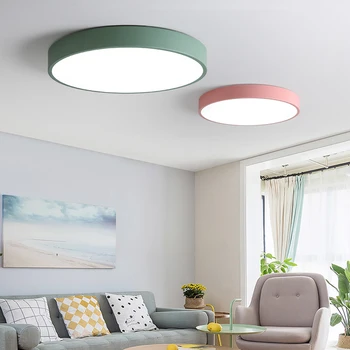 

Hot 36W No Dimmable White light Ultra-Thin Ceiling Lamp Modern Minimalist 5cm LED Round 3 Colors Macaron Study Room Bedroom Lamp