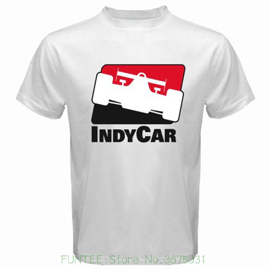 Футболки человек Костюмы Бесплатная доставка IndyCar indy Racer Лига Логотип Индианаполис Для мужчин; белая футболка Размеры S до 3XL