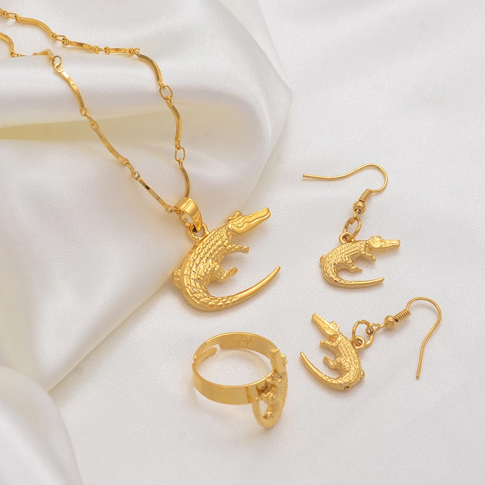 

Anniyo PNG Silver Color/Gold Color Necklace Earrings Ring Sets for Women's,Papua New Guinea Animal Jewelry Gifts #112506B