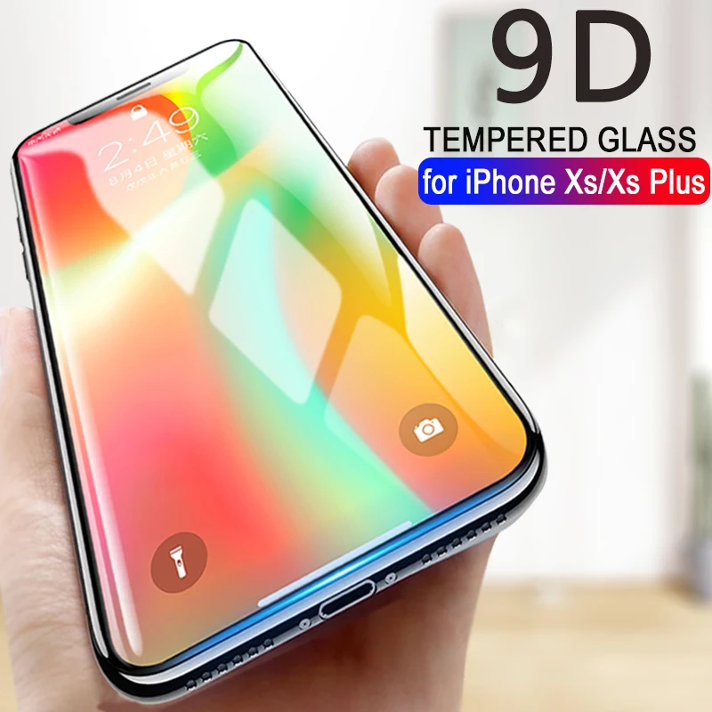 WZH 9D Protective glass for iphone x 10 screen protector xr xs plus max tempered on protection | Мобильные телефоны и