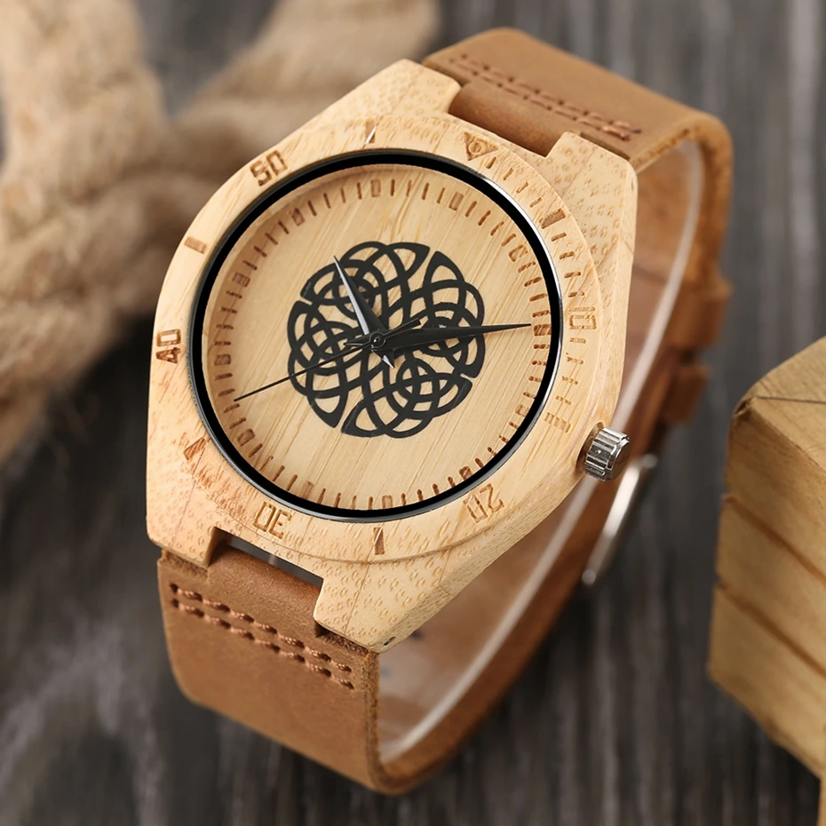 Men's Bamboo Wood Watch Casual Black Flower Spheres Design Dial Wooden Quartz Wristwatch Genuine Leather Sports Clock Gifts 2018 Women Dress Watches (21)