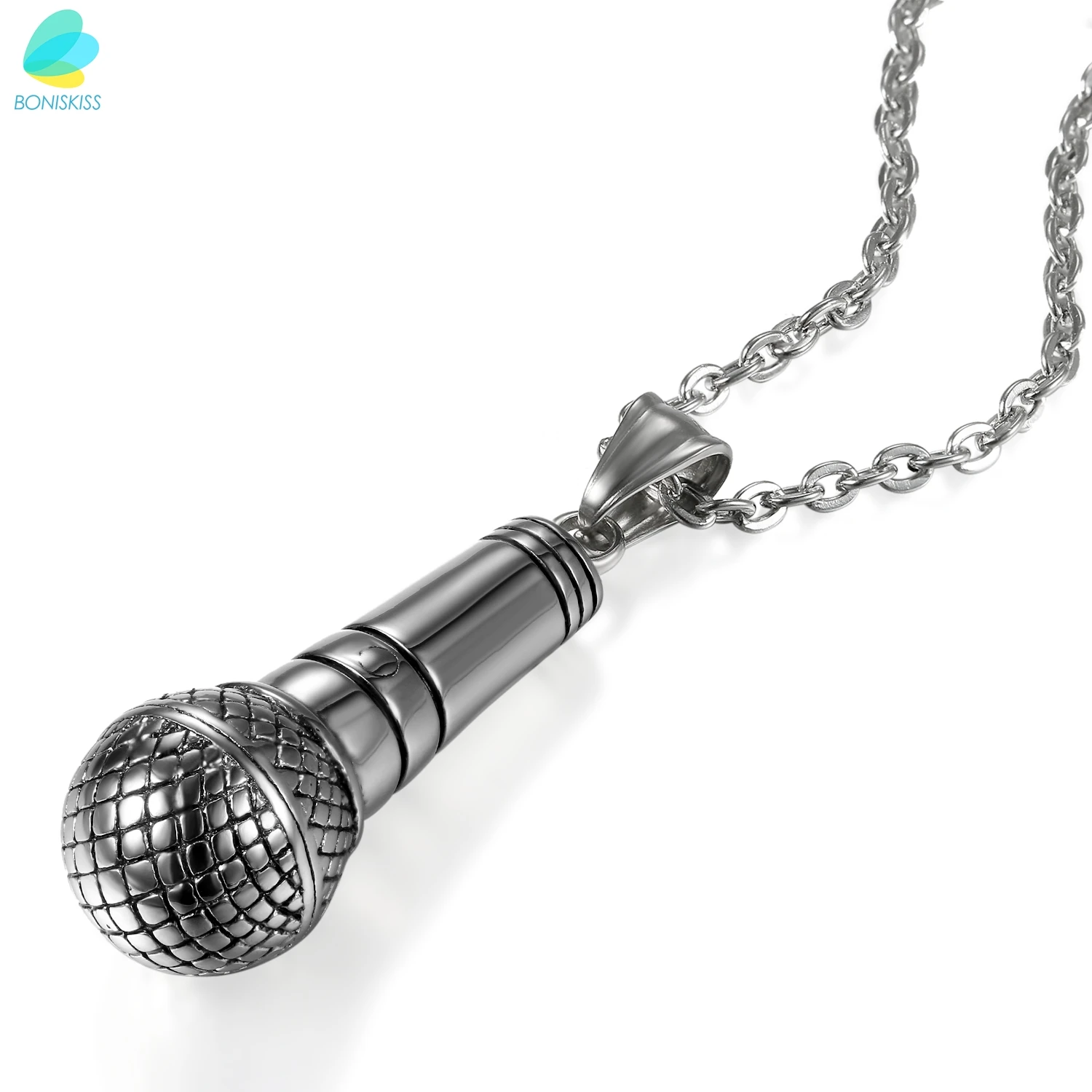 

BONISKISS 316L Stainless Steel Microphone Pendant Necklace with Chain