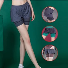 Новинка, женские быстросохнущие спортивные шорты, повседневные поддельные шорты для йоги deportivo mujer, спортивная одежда для женщин, спортивная одежда для бега, femme