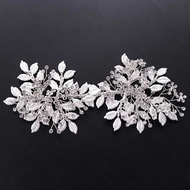  Luxury Silver Leaf Crystal Bridal Tiaras Headpiece Ethnic Handmade Bride Hair Band Headband Wedding