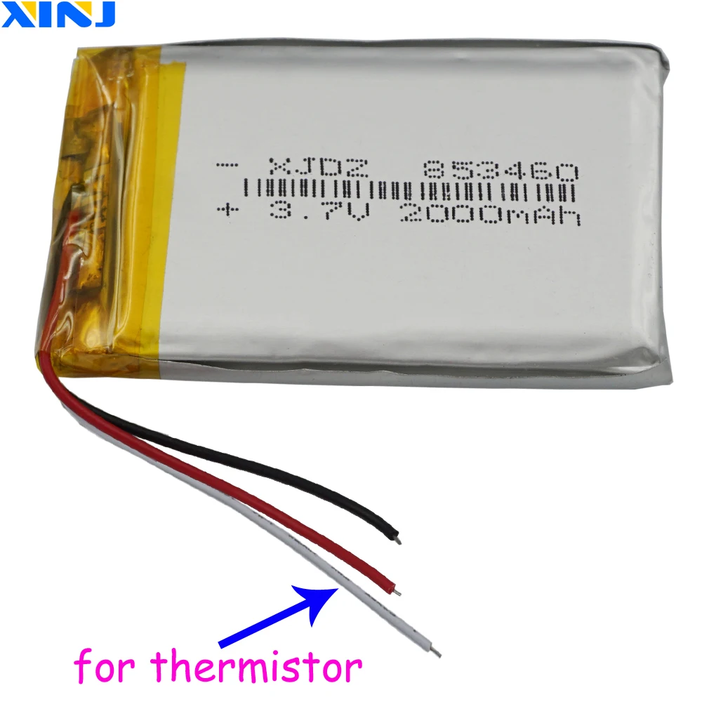 

XINJ 3.7V 2000mAh 3wires for thermistor Li Polymer li-po Battery 853460 For GPS Music player E-book PAD DVD MID Phone Tablet PC