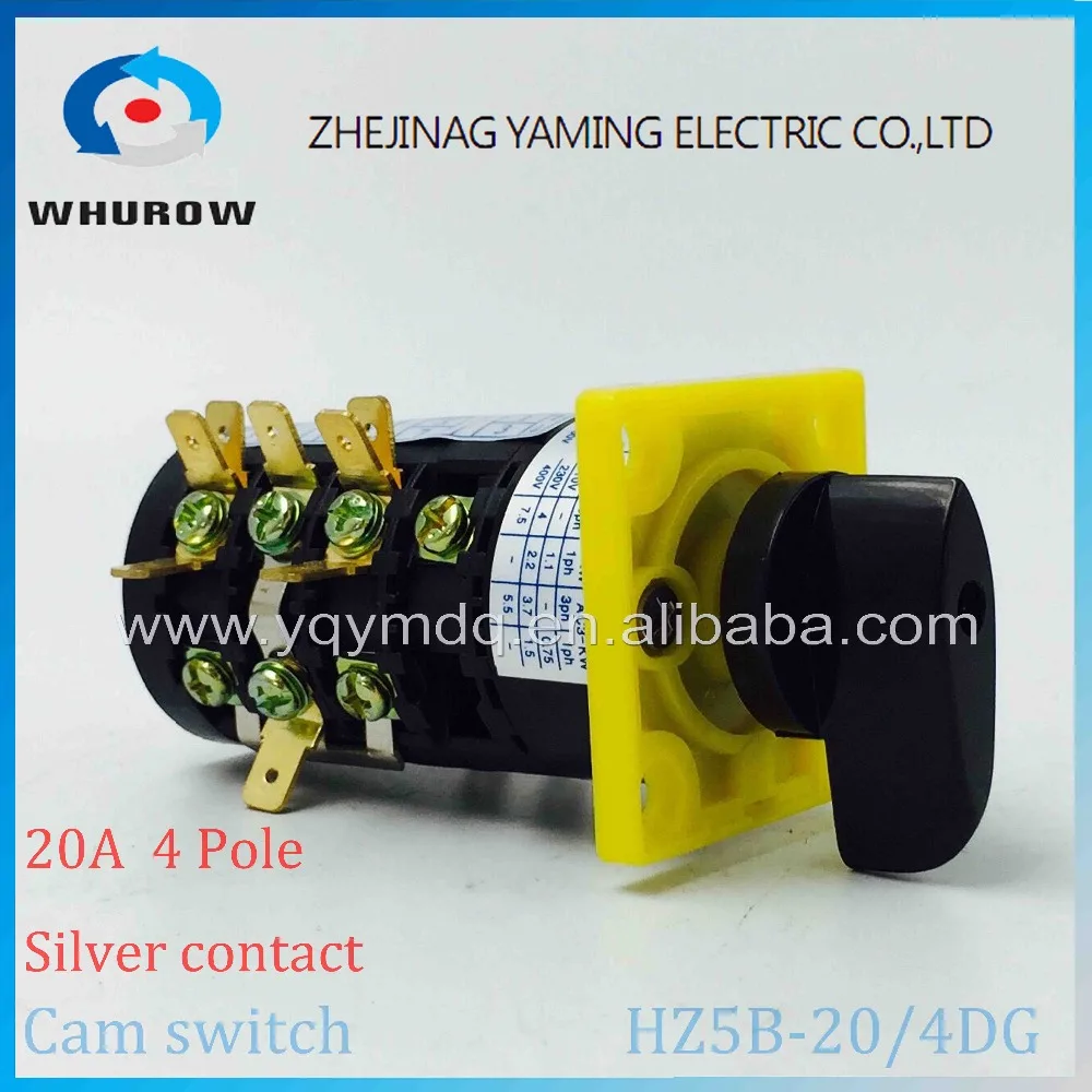 

Cam switch HZ5B-20/4 combination changeover rotary switch 3 positions (1-0-2) 4 poles High quality AC50Hz 20A 380V