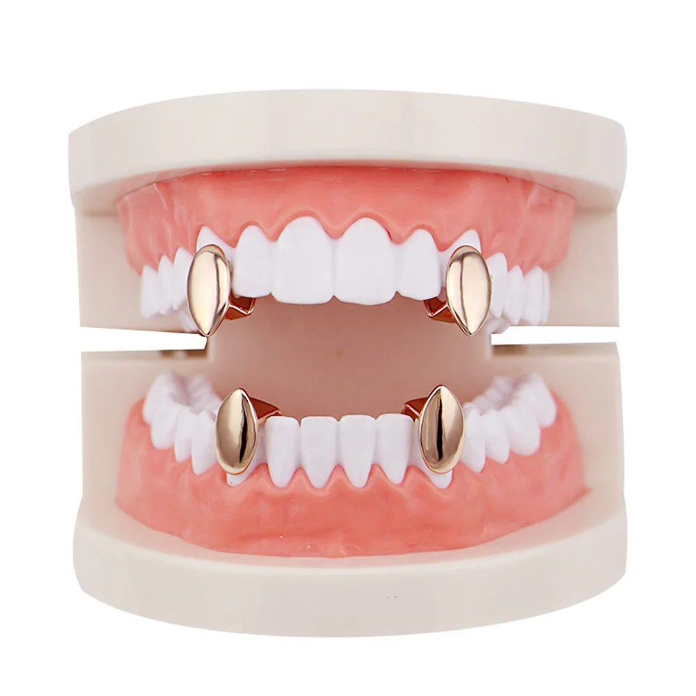 Single Fangs Teeth Grillz 4 Color Smooth Silver Gold Rose Gold Color Grillz Teeth Cheap Teeth Set Hip Hop Men Jewelry -1 (1)