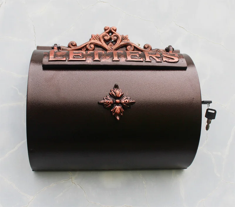 

Cast Aluminum Mailbox Half Round Cylinder Decorative Metal Wall Mount Letters Mail Post Box Postbox Garden Home Lockable Bronze