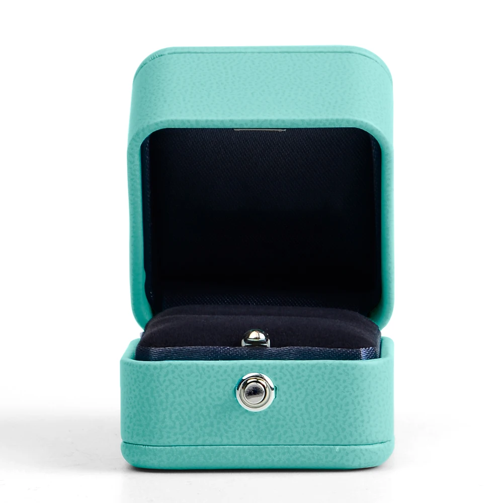 

Brand New Fanxi Blue PU Leather Wedding Ring Box Jewelry Necklace Packaging Box Jewellry Box Gift Box Packaging Without Logo