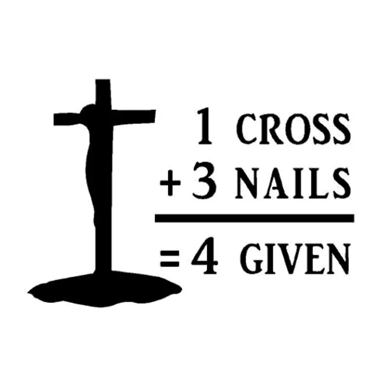 

15.2CM*10.5CM Cross Nails Forgiven Christian Church Jesus Cartoon Car Stickers Reflective Vinyl Styling Black Sliver C8-0538