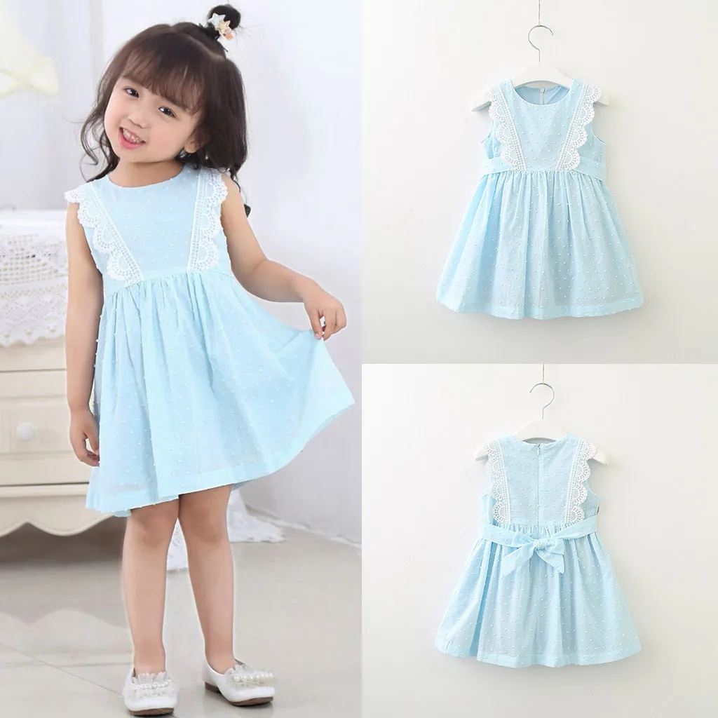 Toddler Kids Baby Girls Clothes Lace Sleeveless Party Pageant Princess