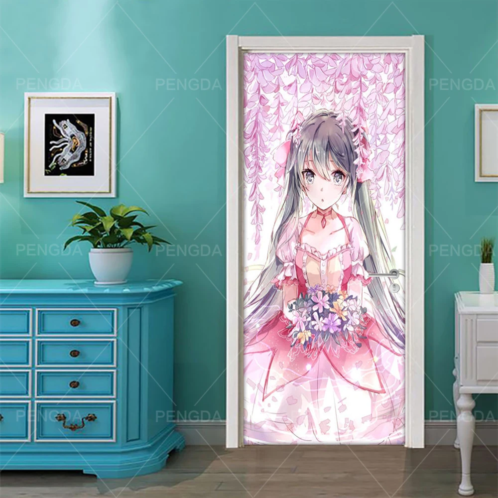

Print Art 3D Renew Picture Self Adhesive Hatsune Miku PVC Mural Paper Waterproof Door Stickers Home Decor Wallpaper For Bedroom