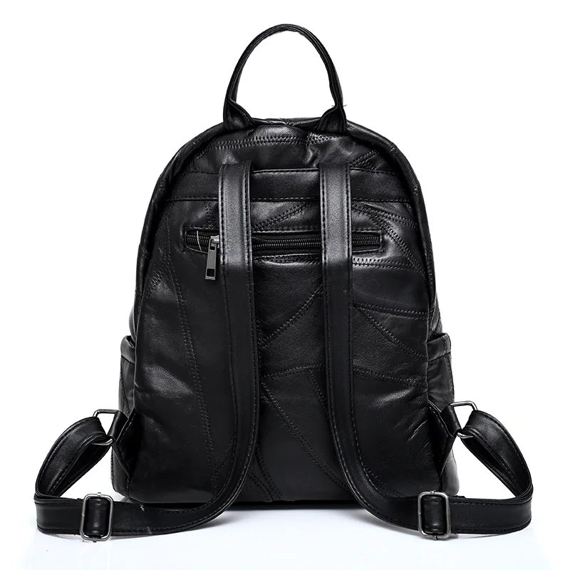 Rdywbu de cuero genuino borlas mochila de moda de las mujeres de piel de Oveja Negra de viaje mochila chicas saco un Dos bolsas de la escuela Mochilas B623