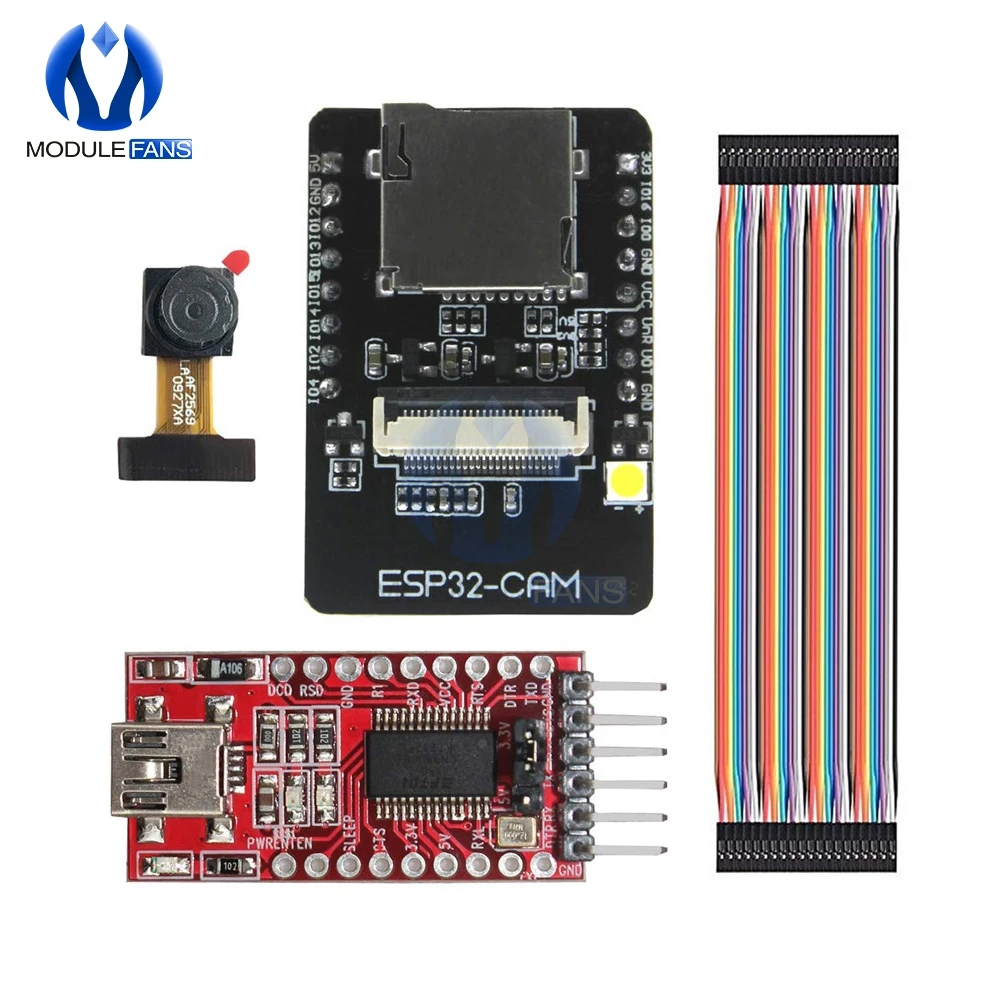 ESP32-CAM Wi-Fi OV2640 2MP модуль камеры Bluetooth модуль для Arduino FT232RL FTDI USB к ttl последовательный преобразователь 40 Pin Перемычка провода - Цвет: Красный