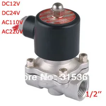 1/" Электрический электромагнитный клапан из нержавеющей стали 12VDC нормально закрытый FKM 2S160-15 DC24V, AC110V или AC220V