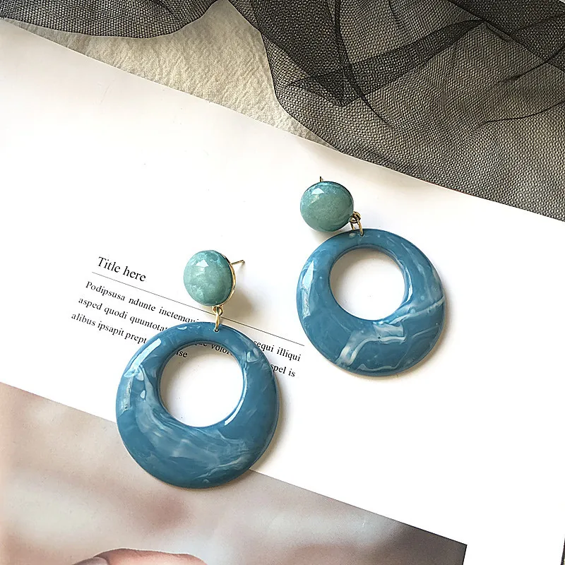 

FIAZIA Fashion 2019 Acetate Earring Earings Japanese Korean Blue Hollow Acrylic Earrings 2019 For Women Girl Jewelry Pendientes