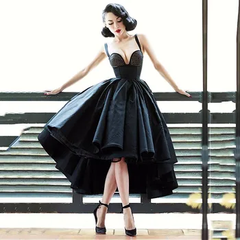 

Black Sexy Pageant Dresses Pleats A Line Robe De Soiree Custom Made Spaghetti Formal Gowns Pleated Party Dress Ankle Length