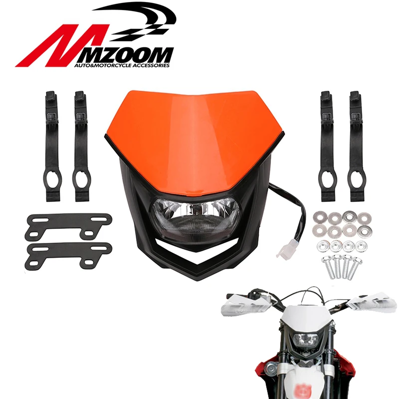 Motorcycle White Black orange Universal Head font b Lamp b font Lighting Enduro Dual Sport Dirt