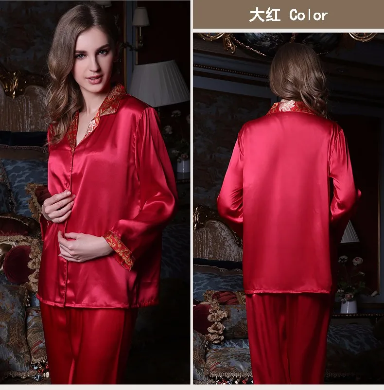 Быстрая высокого качества шелк для влюбленных пижамы мужские и женские парные пижамные комплекты с длинными рукавами для свадебного подарка